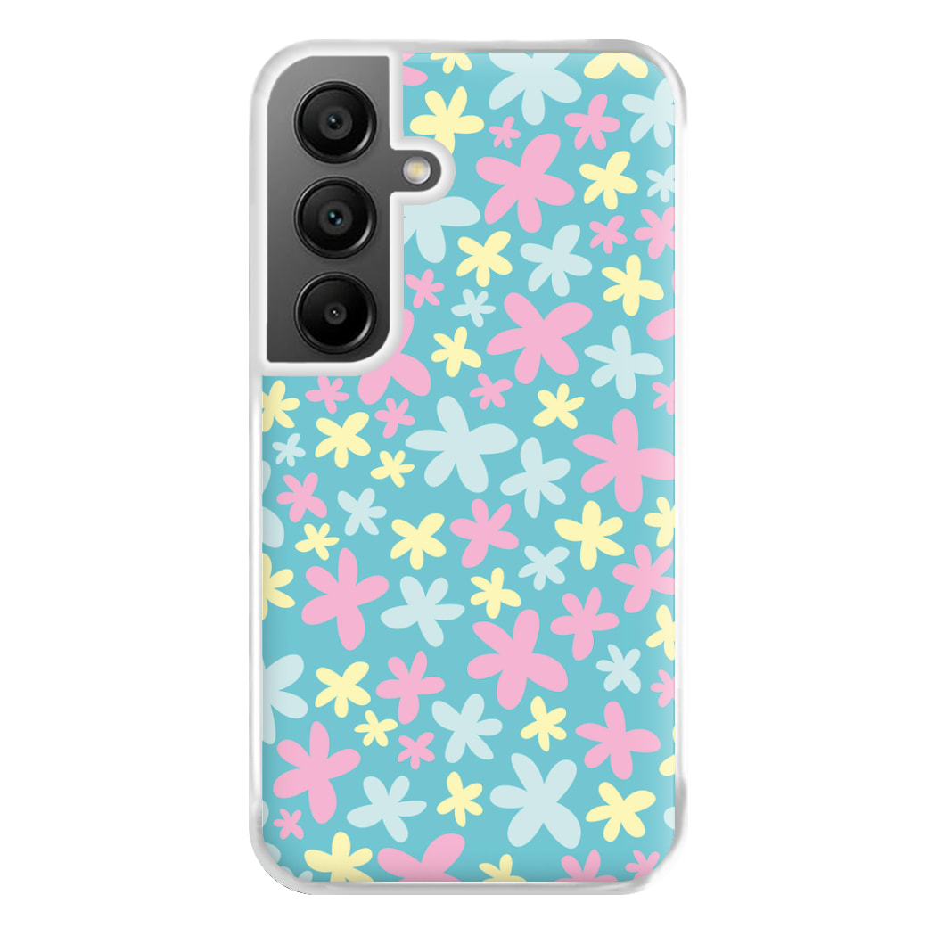 Blue, Pink And Yellow Flowers - Spring Patterns Phone Case for Galaxy A55