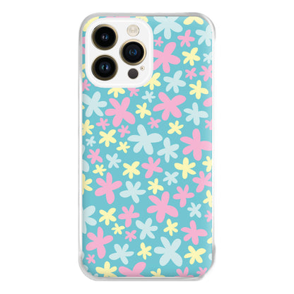 Blue, Pink And Yellow Flowers - Spring Patterns Phone Case for iPhone 14 Pro Max