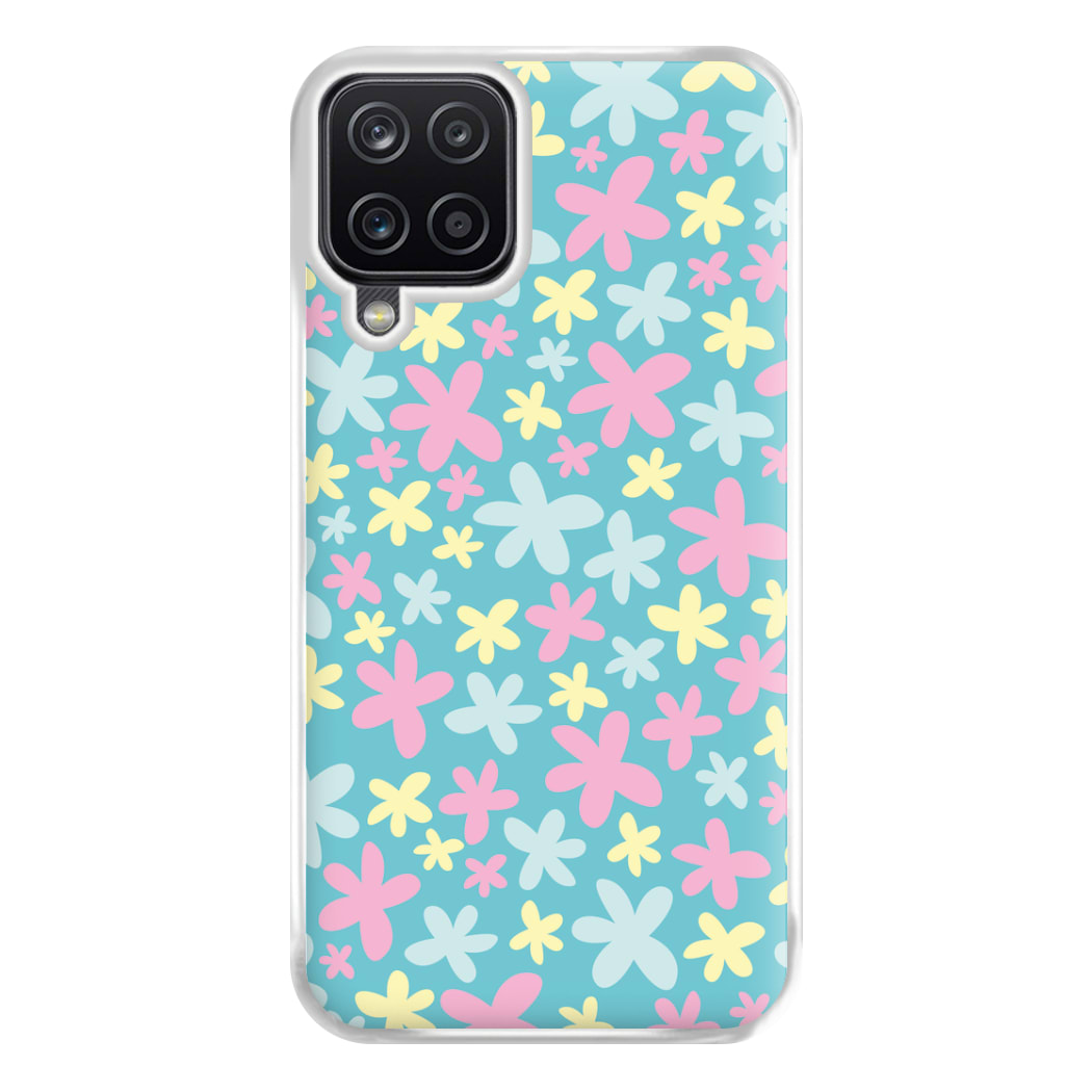 Blue, Pink And Yellow Flowers - Spring Patterns Phone Case for Galaxy A12