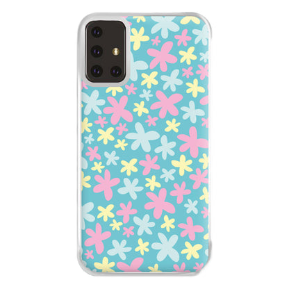 Blue, Pink And Yellow Flowers - Spring Patterns Phone Case for Galaxy A71