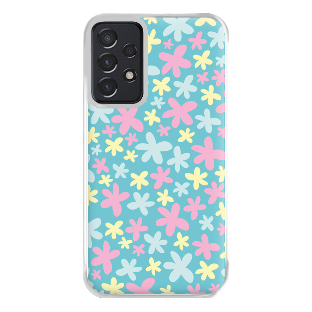 Blue, Pink And Yellow Flowers - Spring Patterns Phone Case for Galaxy A52 / A52s