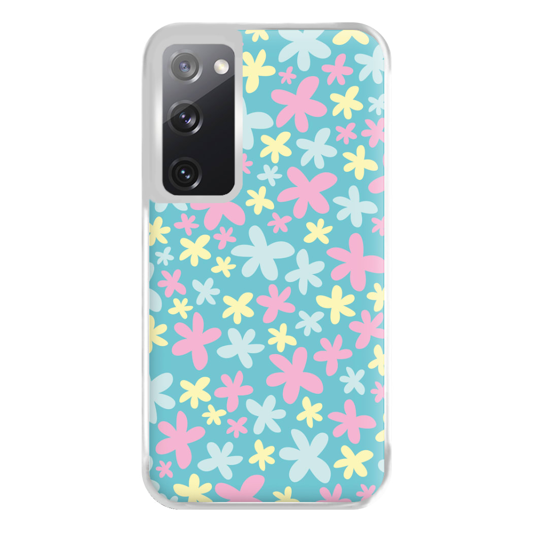 Blue, Pink And Yellow Flowers - Spring Patterns Phone Case for Galaxy S20FE