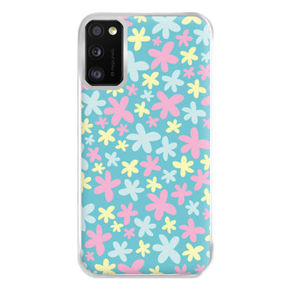 Blue, Pink And Yellow Flowers - Spring Patterns Phone Case for Galaxy A41