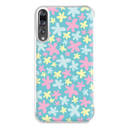 Blue, Pink And Yellow Flowers - Spring Patterns Phone Case for Huawei P20 Pro