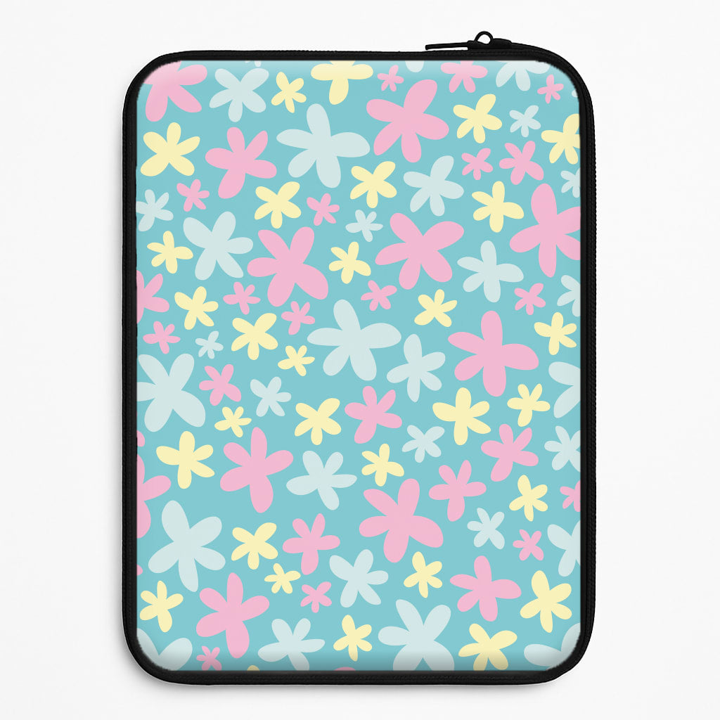 Blue, Pink And Yellow Flowers - Spring Patterns Laptop Sleeve