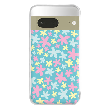 Blue, Pink And Yellow Flowers - Spring Patterns Phone Case for Google Pixel 7a