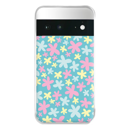 Blue, Pink And Yellow Flowers - Spring Patterns Phone Case for Google Pixel 6a