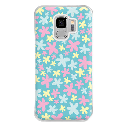 Blue, Pink And Yellow Flowers - Spring Patterns Phone Case for Galaxy S9 Plus