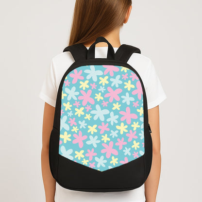 Blue, Pink And Yellow Flowers - Spring Patterns Large School Bag