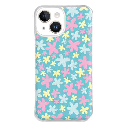 Blue, Pink And Yellow Flowers - Spring Patterns Phone Case for iPhone 14