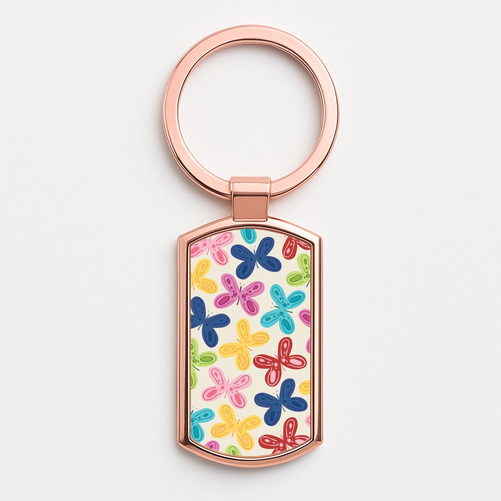 Butterflies - Spring Patterns Rose Gold Keyring
