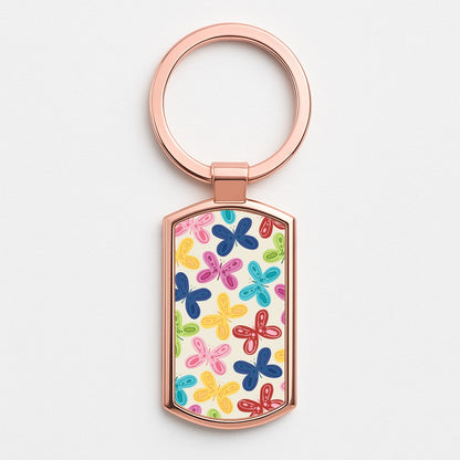 Butterflies - Spring Patterns Rose Gold Keyring