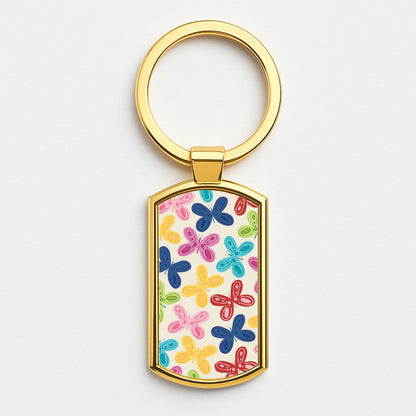 Butterflies - Spring Patterns Gold Keyring