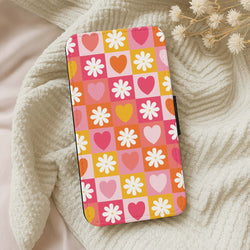Checked Hearts And Flowers - Spring Patterns Wallet Phone Case