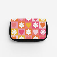 Checked Hearts And Flowers - Spring Patterns Pencil Case