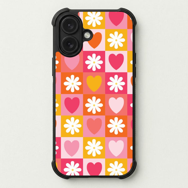 Checked Hearts And Flowers - Spring Patterns Phone Case — Bumper case
