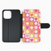 Checked Hearts And Flowers - Spring Patterns Flip / Wallet Phone Case 2
