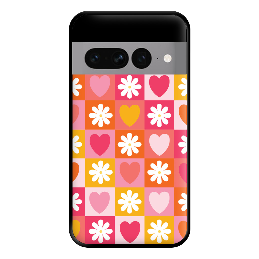 Checked Hearts And Flowers - Spring Patterns Phone Case for Google Pixel 7 Pro