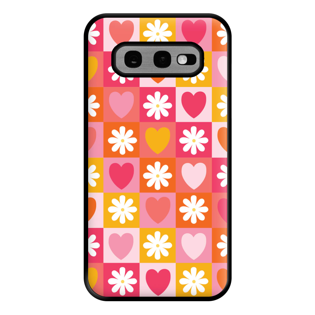 Checked Hearts And Flowers - Spring Patterns Phone Case for Galaxy S10e