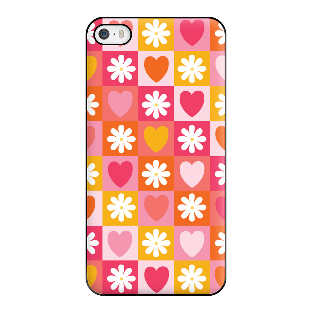 Checked Hearts And Flowers - Spring Patterns Phone Case for iPhone 5 / 5s / SE 2016