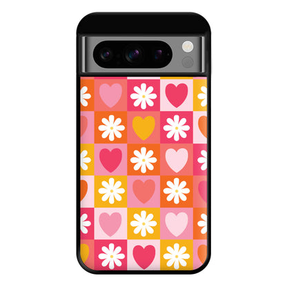 Checked Hearts And Flowers - Spring Patterns Phone Case for Google Pixel 8 Pro