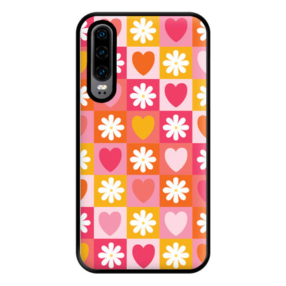 Checked Hearts And Flowers - Spring Patterns Phone Case for Huawei P30