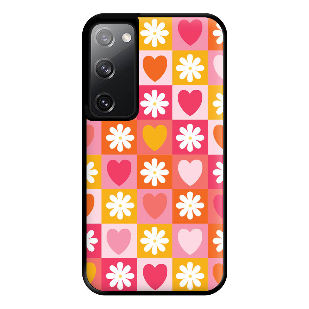 Checked Hearts And Flowers - Spring Patterns Phone Case for Galaxy S20