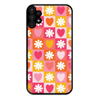 Checked Hearts And Flowers - Spring Patterns Phone Case for Galaxy A13