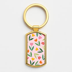 Tulips - Spring Patterns Gold Keyring