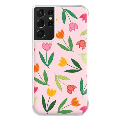 Tulips - Spring Patterns Phone Case for Galaxy S21 Ultra