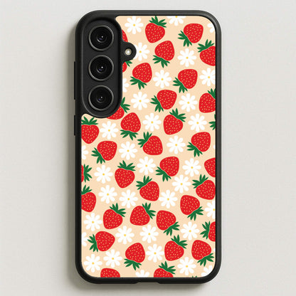 Strawberries and Flowers - Spring Patterns Phone Case for Galaxy S25FE