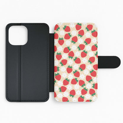 Strawberries and Flowers - Spring Patterns Flip Phone Case