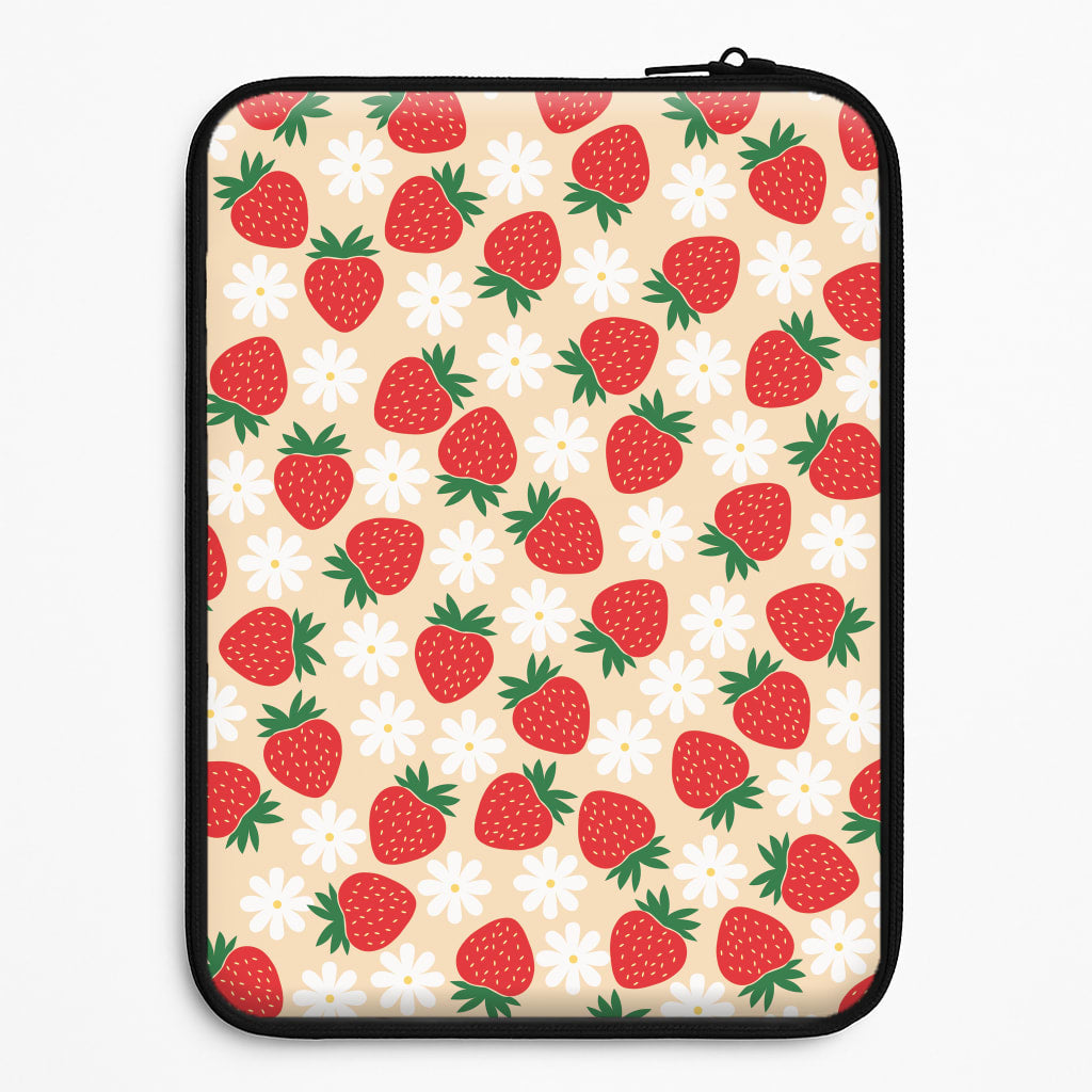 Strawberries and Flowers - Spring Patterns Laptop Sleeve