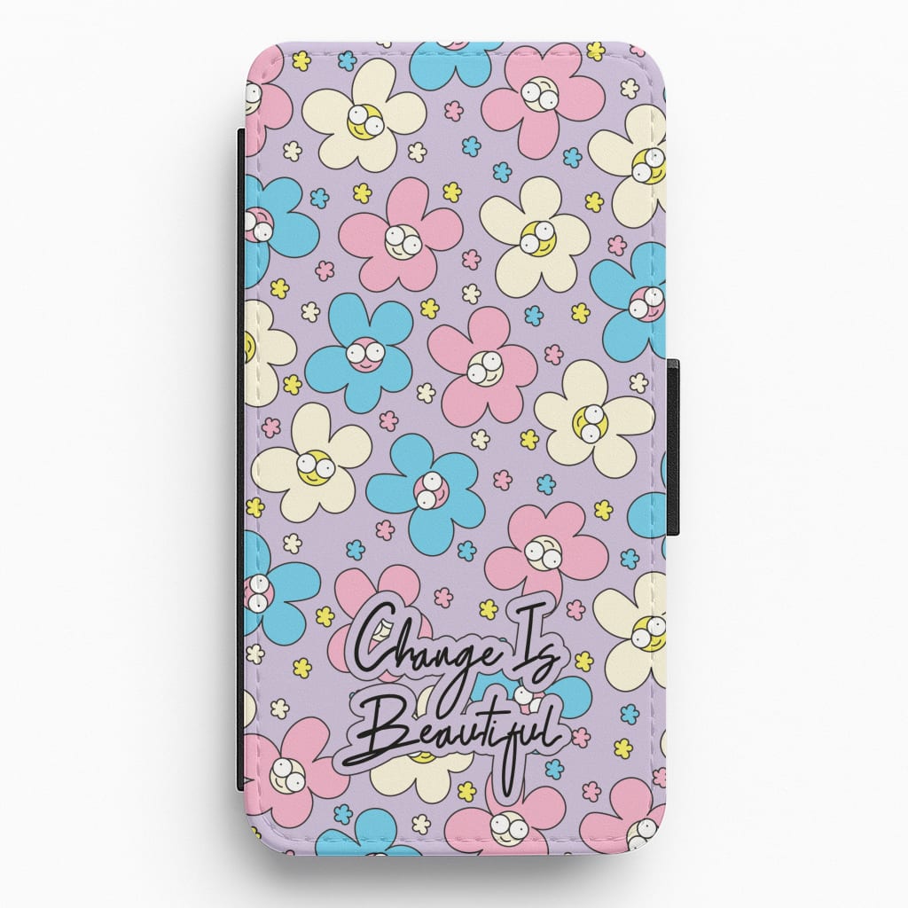 Happy Flowers Pattern Flip / Wallet Phone Case