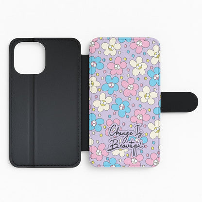 Happy Flowers Pattern Flip Phone Case