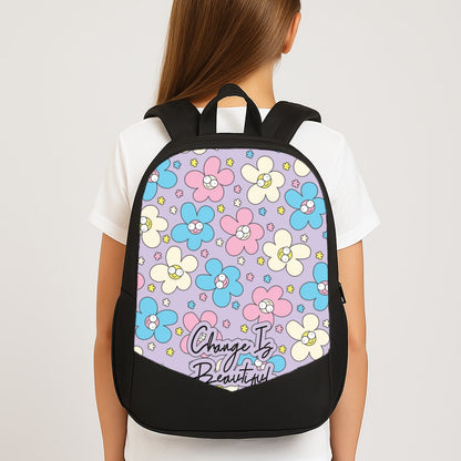 Happy Flowers Pattern Large School Bag