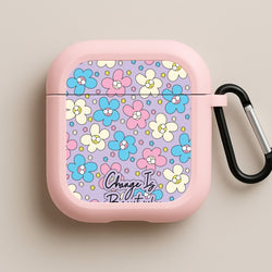 Happy Flowers Pattern Pink AirPods Case