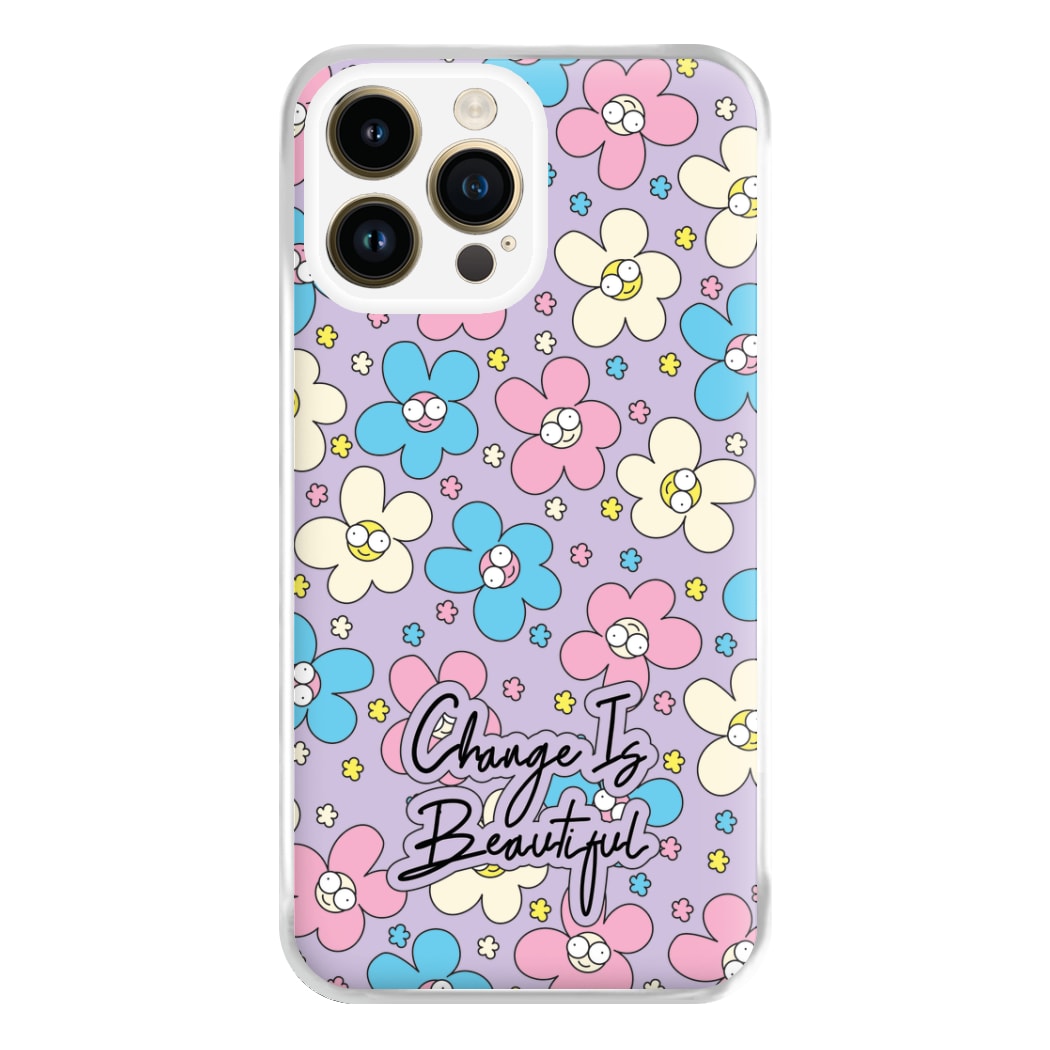 Happy Flowers Pattern Phone Case for iPhone 14 Pro Max