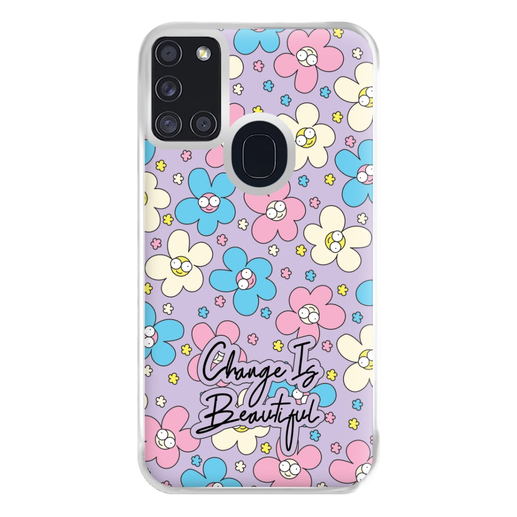 Happy Flowers Pattern Phone Case for Galaxy A21s