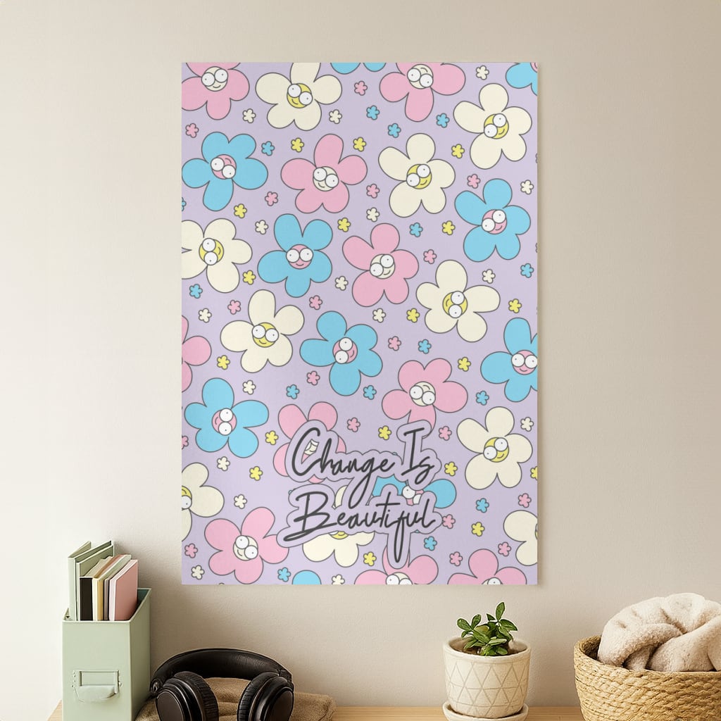 Happy Flowers Pattern Poster