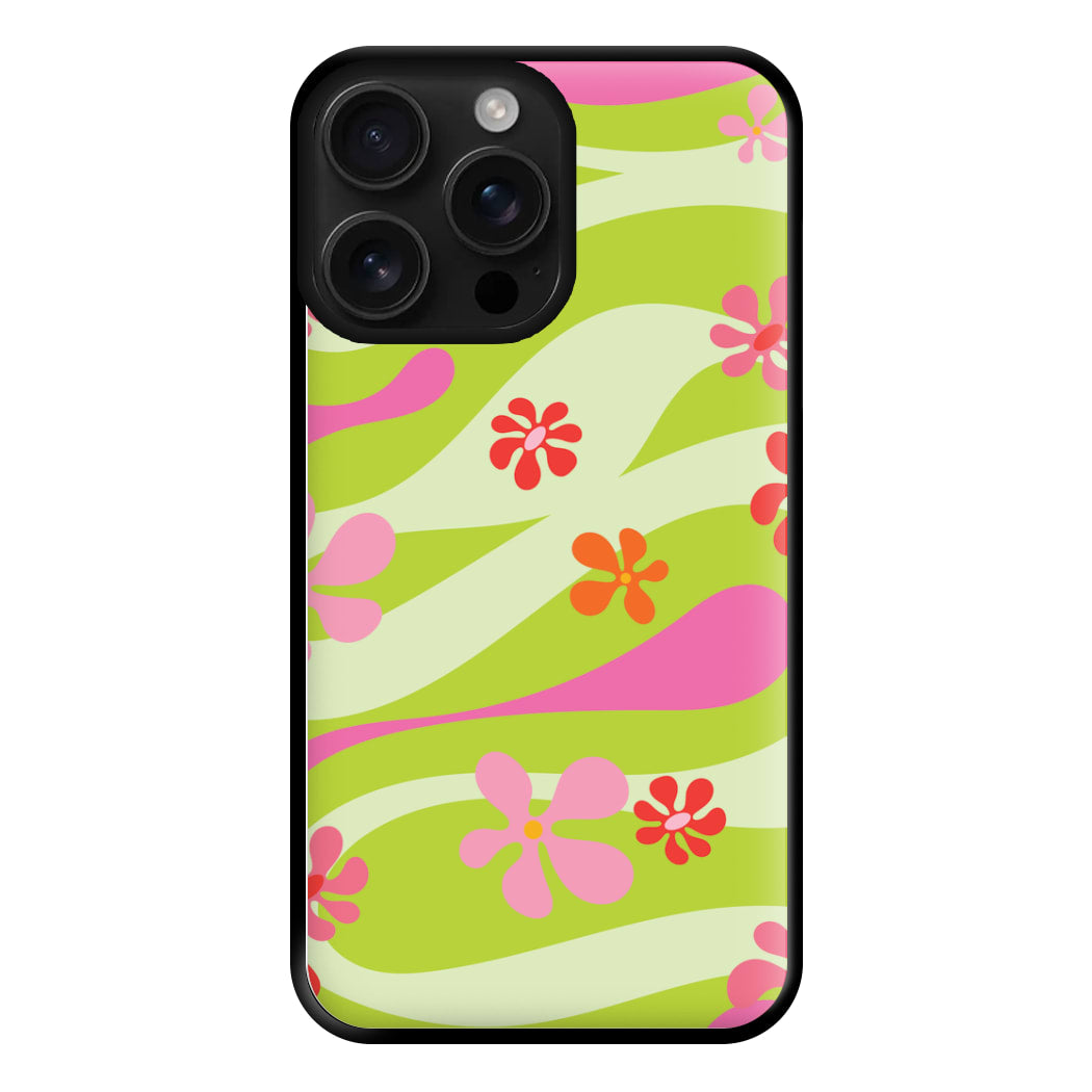 Retro Flowers Pattern Phone Case for iPhone 16 Pro Max