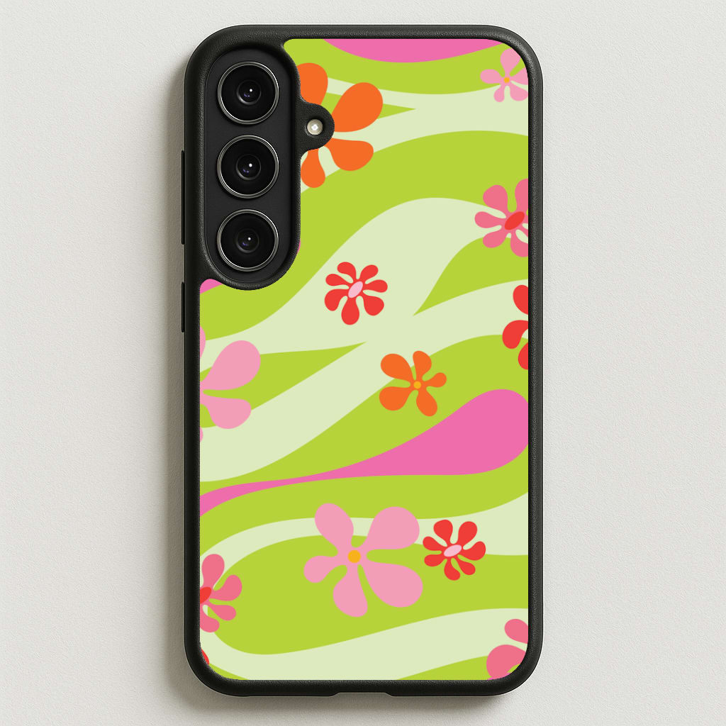 Retro Flowers Pattern Phone Case for Galaxy S25FE