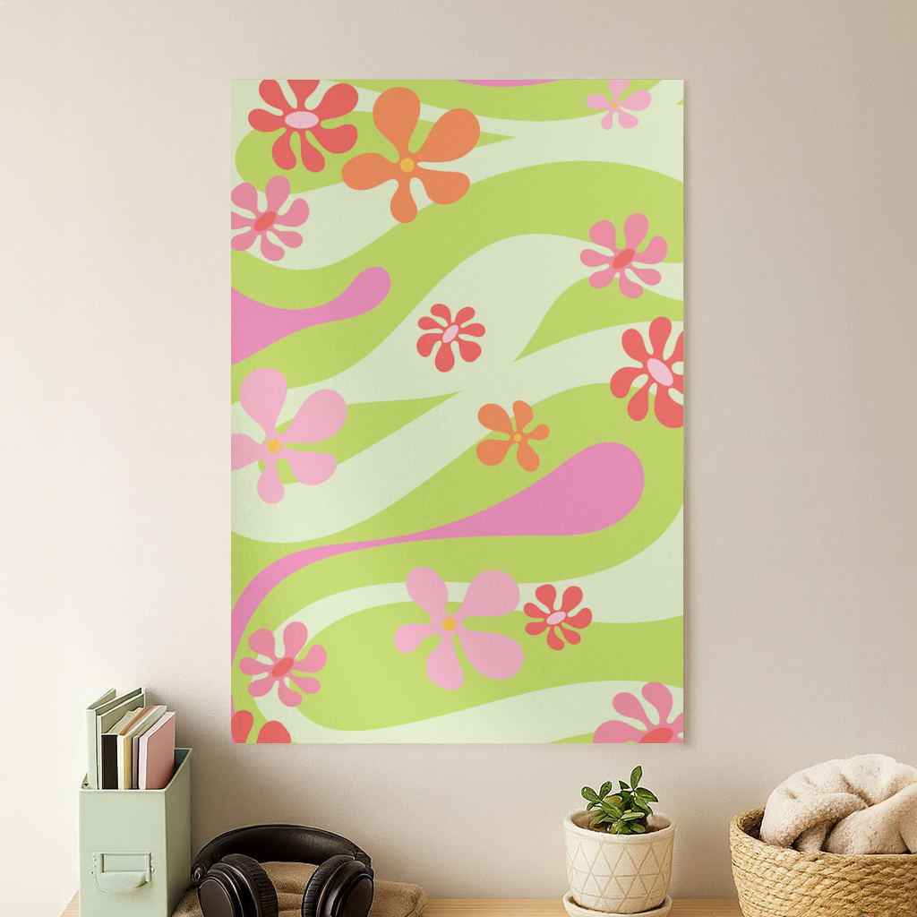 Retro Flowers Pattern Poster