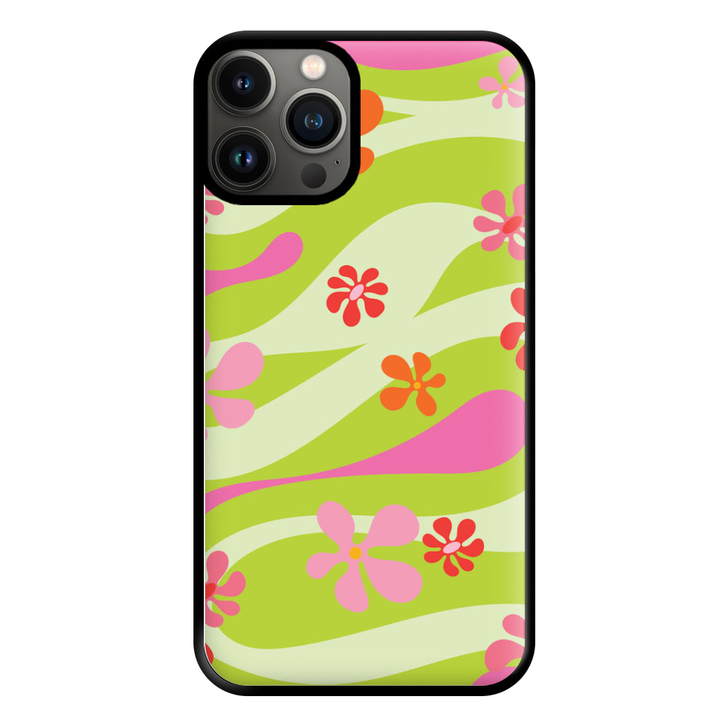 Retro Flowers Pattern Phone Case for iPhone 13 Pro Max