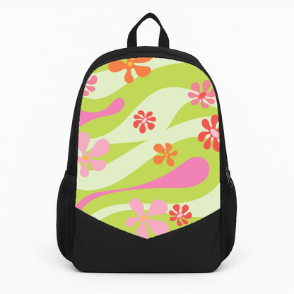Retro Flowers Pattern Large Backpack