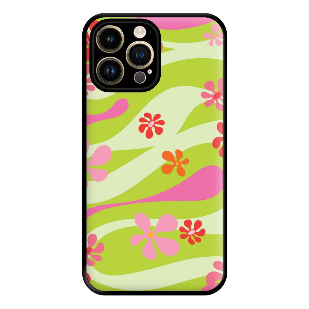 Retro Flowers Pattern Phone Case for iPhone 14 Pro Max