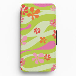 Retro Flowers Pattern Flip / Wallet Phone Case
