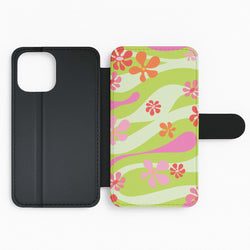 Retro Flowers Pattern Flip Phone Case