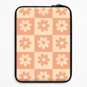 Checkered Flowers Orange Laptop Sleeve 1