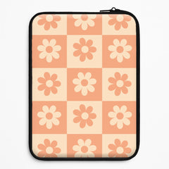 Checkered Flowers Orange Laptop Sleeve